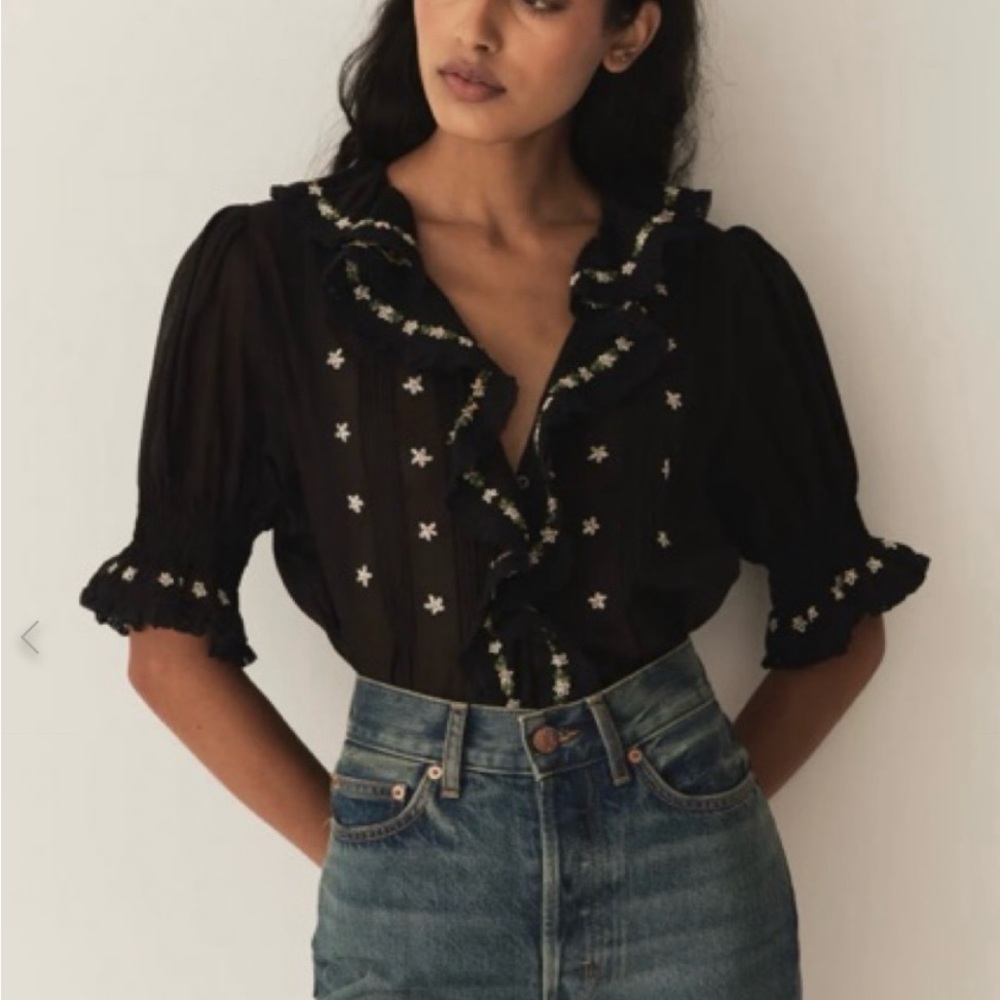 DÔEN black Hettie blouse, XS